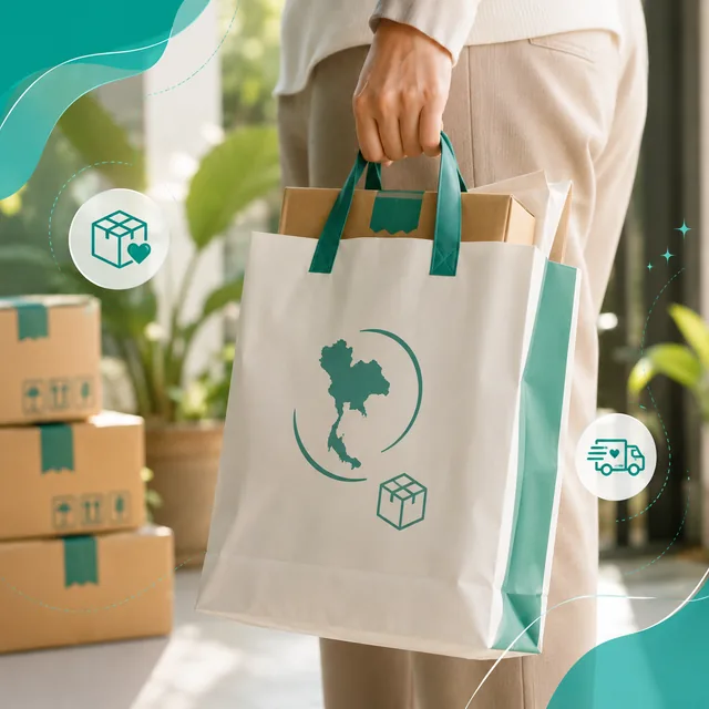 พัสดุจากร้านค้าไทยที่ถูกจัดส่งมาลงที่คลัง FastBuy