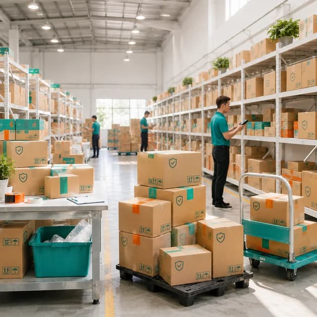 ชั้นวางพัสดุในคลัง FastBuy ที่รับฝากของฟรีนาน 30 วัน